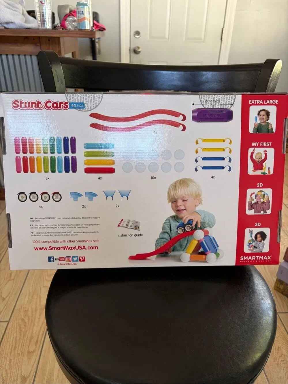 SmartMax Stunt Cars 46pc Magnetic Building Set STEM Toy Ages 3-6